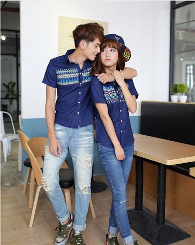 情侶裝系列 2015夏季新款韓版短袖情侶裝學生班服一件代發