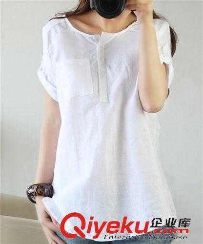 女式爆款襯衫 2015夏季新款韓版棉麻上衣森女系布麻料女襯衣原始圖片3