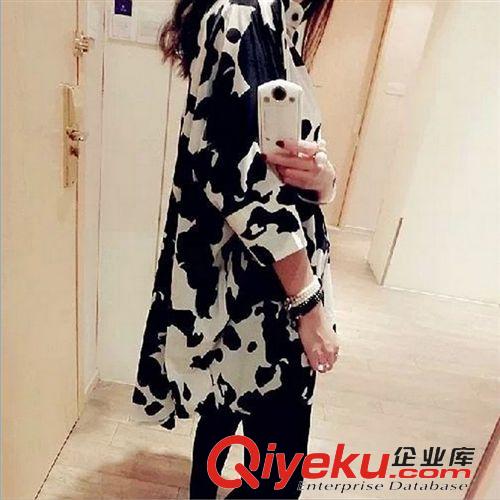 女式爆款襯衫 2015夏季加肥加大碼雪紡衫胖MM顯瘦開衫打底中長款襯衫原始圖片2
