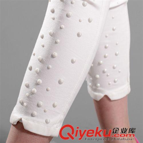 4月22號上架新款 2015韓版釘珠九分褲 女顯瘦七分外穿緊身小腳白色打底褲原始圖片3