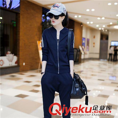休閑衛(wèi)衣 2015新款歐洲站休閑套裝女款時尚運動服小腳哈倫褲子衛(wèi)衣潮原始圖片3