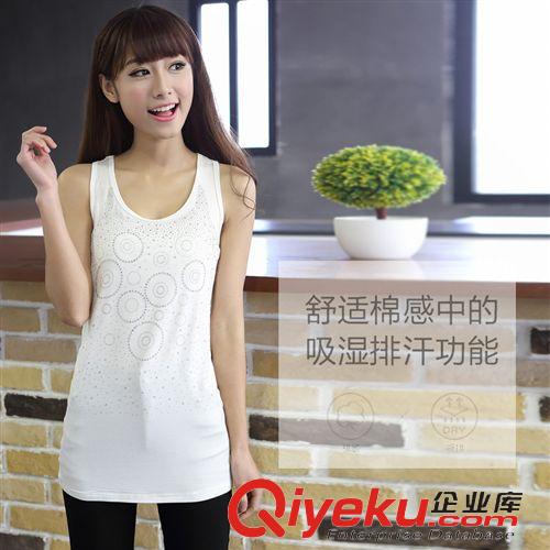 小背心、吊帶衫、裹胸 2015實(shí)拍莫代爾百搭時(shí)尚燙鉆性感工字背包邊背心原始圖片3