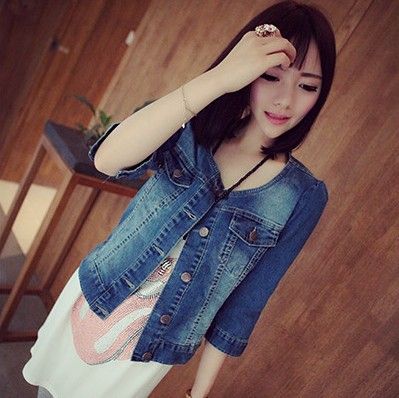 牛仔衣 2015新款韓版春夏必備款 簡約修身彈力牛仔薄外套 女原始圖片2