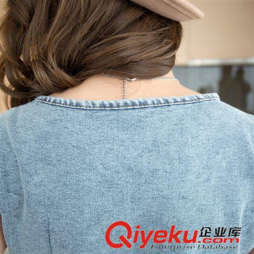 連體褲 夏季新款女裝 泡泡袖拉鏈連體牛仔短褲連體褲 女原始圖片3