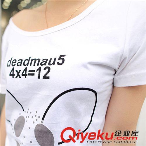 情侶裝、班服 新款情侶裝韓版圓領短袖T恤 時尚卡通印花男女潮流學院風班服原始圖片3