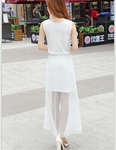 連衣裙 批發包郵2015春夏女裝新款字母貼布網紗拼接假兩件套連衣裙原始圖片3