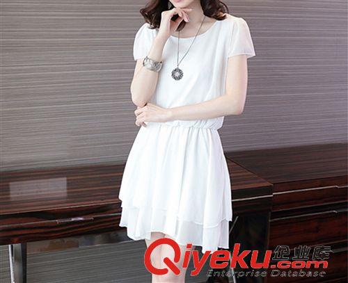 連衣裙 2015新款連衣裙夏裝韓版大碼女裝修身顯瘦短袖雪紡裙打底裙原始圖片2