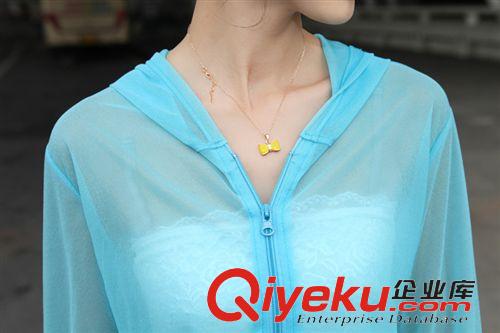 防曬衣 2015糖果色超薄外套沙灘防曬衣女空調(diào)衫連帽開衫廠家直銷