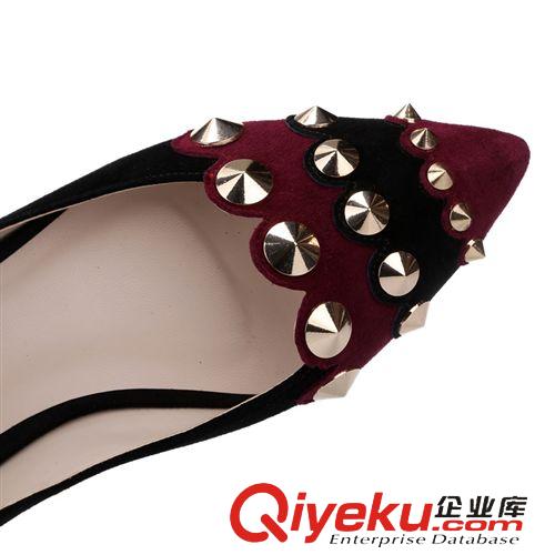 女靴 成都鞋春季淺口拼色平跟羊皮女單鞋磨砂尖頭套腳女鞋一件代發(fā)原始圖片2