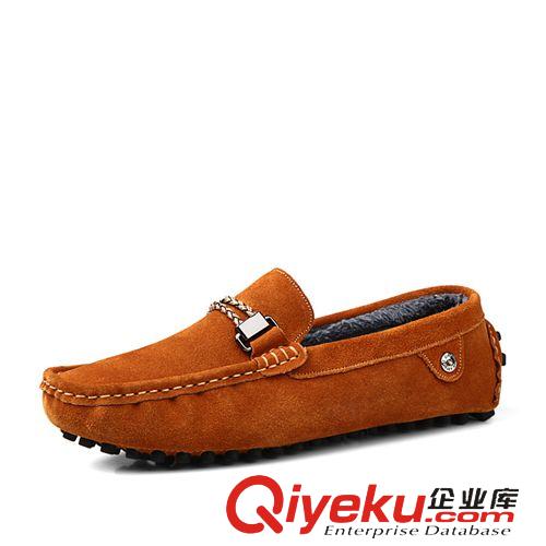 男鞋 秋冬新英倫商務(wù)男真牛皮鞋加絨內(nèi)里休閑保暖皮駕車(chē)鞋帆船鞋批發(fā)原始圖片2