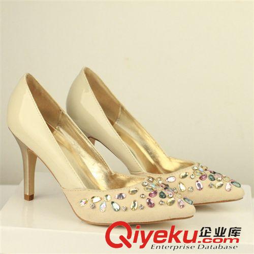 春夏{za} 韓版水鉆串珠羊皮高跟尖頭單鞋 2015春夏新款 婚宴約會時尚女鞋原始圖片3