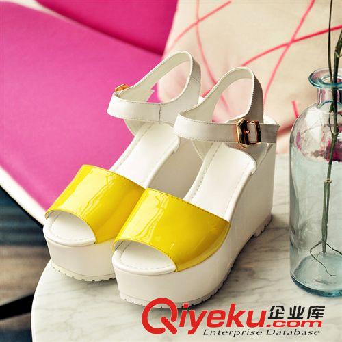 其他女鞋 炫酷糖果色松糕舒適全牛漆皮夏日涼鞋歐美dp同款辣媽推薦款女鞋原始圖片2