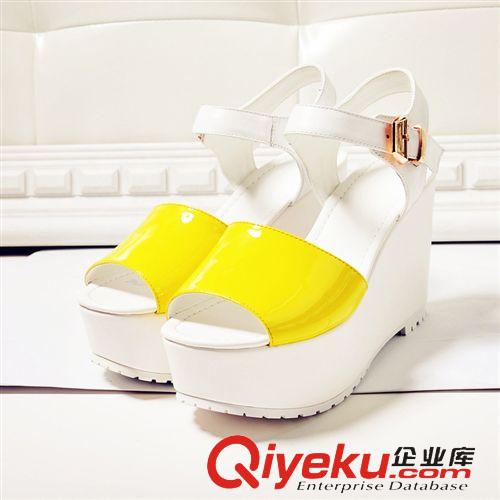 其他女鞋 炫酷糖果色松糕舒適全牛漆皮夏日涼鞋歐美dp同款辣媽推薦款女鞋原始圖片3