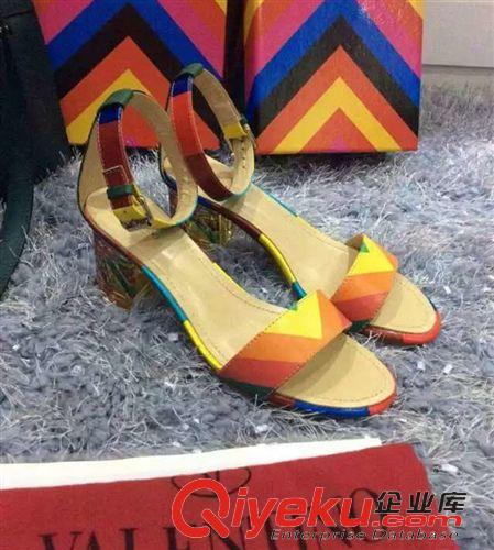 dp涼鞋 廣州歐美dp女鞋批發 牛皮高跟魚嘴女士涼鞋zpGV家七彩虹涼鞋原始圖片2