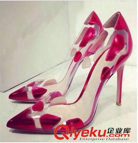 2015年2月新款 歐洲站2015歐美外貿(mào)新款 19CM超高跟金色亮片夜店性感女單鞋