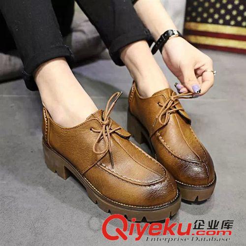 15年1月{dy}波新品 2015春季{zx1}歐美英倫系帶復(fù)古小皮鞋韓版圓頭擦色休閑女單鞋批發(fā)原始圖片2