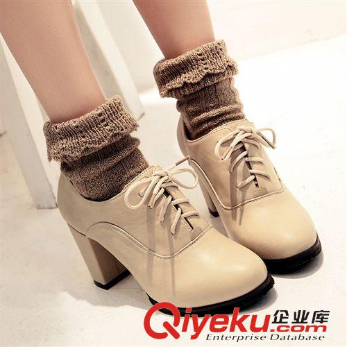 15年1月{dy}波新品 2015春季新款歐美低幫尖頭系帶高跟細跟單鞋韓版OL工作鞋女鞋批發(fā)
