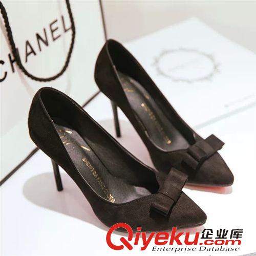 15年1月{dy}波新品 2015春季新款歐美淺口尖頭蝴蝶結細跟高跟鞋韓版婚鞋氣質單鞋批發原始圖片3