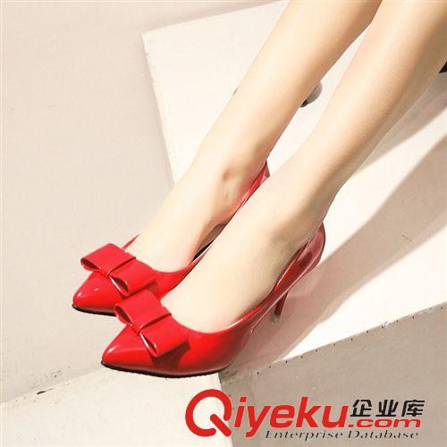 15年1月第四波新品 2015新款歐美尖頭蝴蝶結淺口細跟高跟鞋韓版顯瘦女單鞋OL女鞋批發(fā)原始圖片2