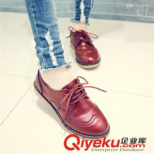 15年3月{dy}波新品 2015新款歐美潮復(fù)古英倫圓頭系帶低跟休閑小皮鞋韓版時(shí)尚女鞋批發(fā)原始圖片2