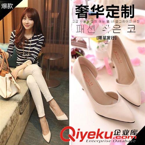 15年3月11——3月20日新品 2015春款尖頭低跟單鞋淺口女鞋絨面公主鞋蝴蝶結大珍珠時尚工作鞋