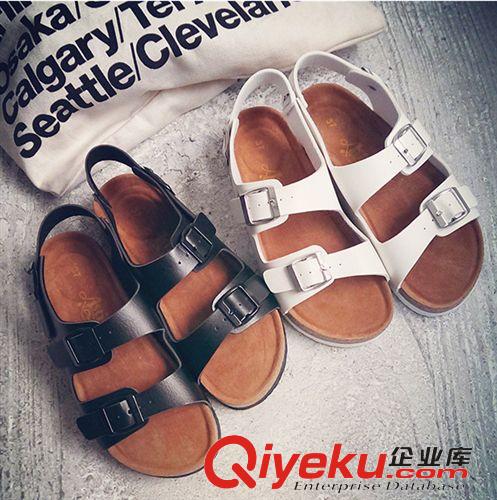 4月13—4月20日新品 2015夏季新款歐美平底細帶羅馬涼鞋韓版時尚黑色潮范百搭女鞋批發