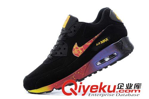 跑步鞋 實拍潑墨氣墊鞋耐打勾勾黑色運動休閑跑步鞋ulzzang學(xué)院旅游鞋原始圖片2