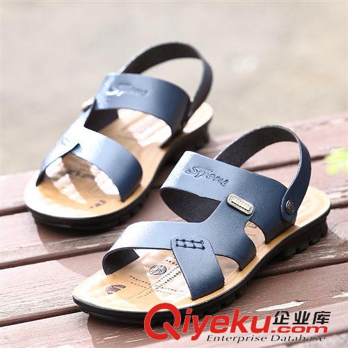 拖鞋 2015年夏季新款三色優(yōu)質(zhì)人造皮魚嘴男士涼鞋拖鞋倆穿休閑男鞋批發(fā)