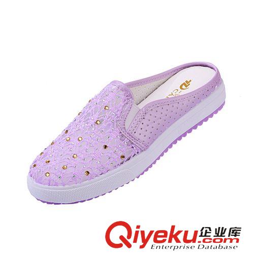 涼拖 2015夏季新款蕾絲網(wǎng)面女鞋平底內(nèi)增高碎花拖鞋水鉆透氣單鞋批發(fā)