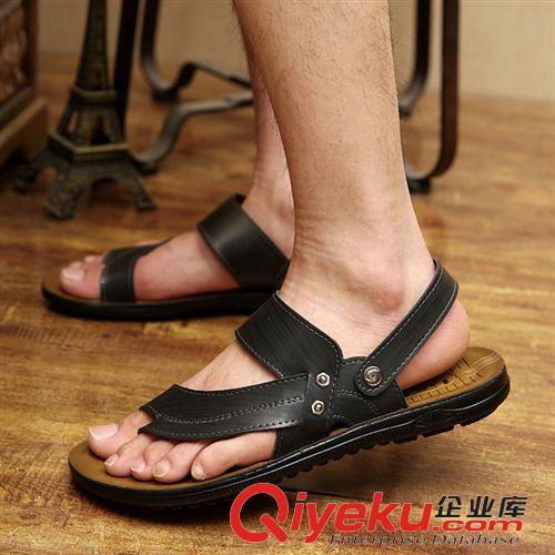 涼拖鞋 廠家直銷夏季新款軟面皮涼鞋男士沙灘鞋 潮流休閑兩用夾趾涼拖鞋原始圖片3