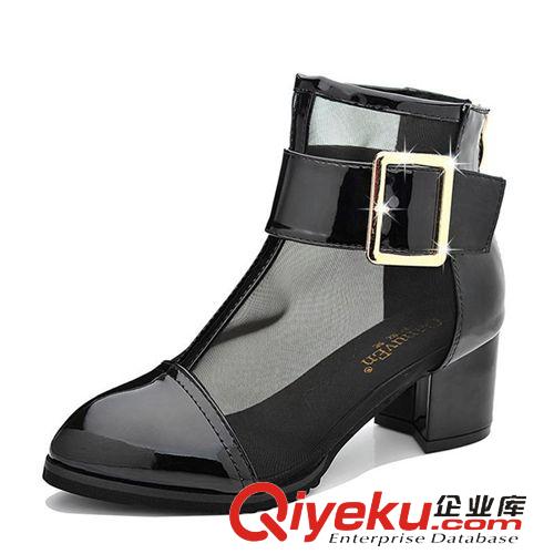 增高鞋 2015新款春秋季單鞋女鞋高幫鞋高跟包頭歐美潮頭層皮優質tj舒適原始圖片2
