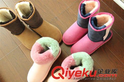 澳洲A級雪地靴 澳洲A級U家 {dj0}羊皮毛一體雪地靴 羊毛保暖鞋 粉拼色5825中筒靴原始圖片3