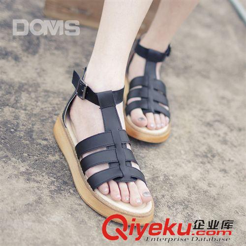 2015夏季新款女鞋  5月份 夏季真皮涼鞋女平底松糕平跟坡跟厚底魚(yú)嘴女式露趾小白休閑女鞋鞋原始圖片2