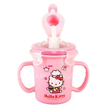 廚房用品 韓國zp Hello Kitty 不銹鋼吸管杯 兒童水杯子 帶把手