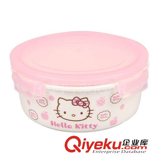 廚房用品 韓國正品 Hello Kitty 圓形陶瓷保鮮盒 760ml原始圖片2