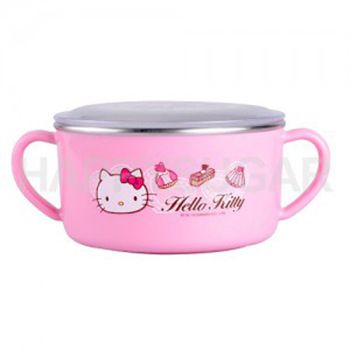 廚房用品 韓國 hello kitty 凱蒂貓 兒童 帶蓋 不銹鋼湯碗