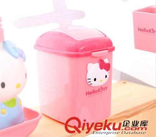 客廳日用 韓國正品 hello kitty 凱蒂貓 迷你垃圾桶 搖蓋式雜物桶原始圖片2