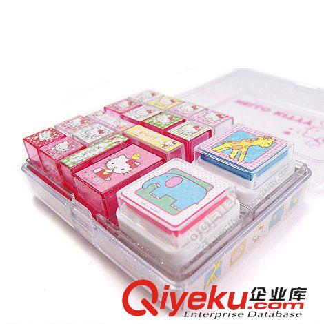 文具用品 韓國zphello kitty 迷你卡通印章16個套裝 帶紅色藍色印尼原始圖片2