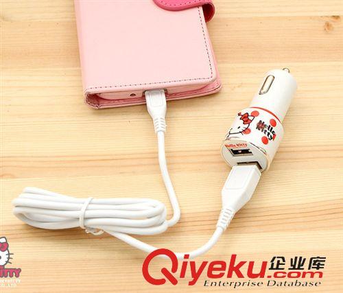 電子產品 韓國zphello kitty 凱蒂貓車載手機充電器 2個USB原始圖片2