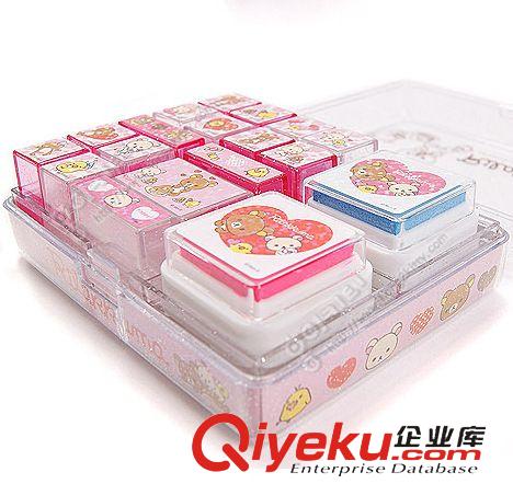 其他品牌 韓國zprilakkuma 松弛熊 迷你卡通印章16個套裝 帶紅色藍色印尼