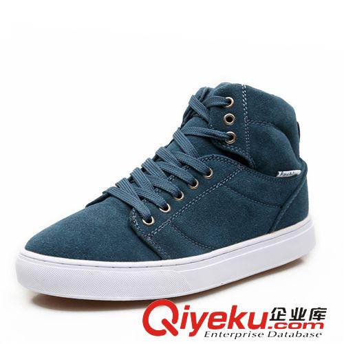 男鞋 情侶款系帶高幫板鞋反絨皮男女款純色耐磨街頭時尚學(xué)生板鞋原始圖片3