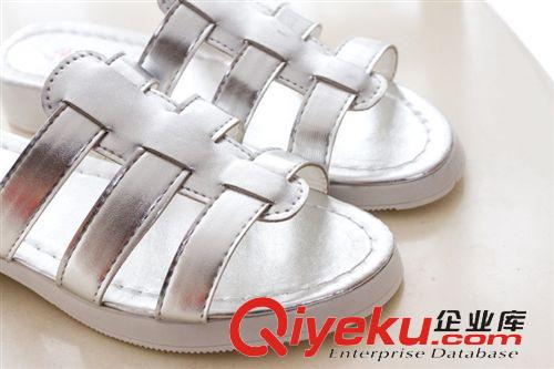 涼拖 2015夏季新款一字涼拖軟面平跟女鞋厚底女拖鞋王字沙灘鏤空涼拖原始圖片3