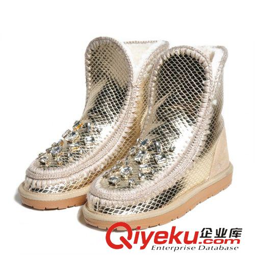休閑鞋 2014保暖時(shí)尚皮毛一體雪地靴 秋冬歐美時(shí)尚女靴 圓頭套筒平跟女鞋原始圖片2
