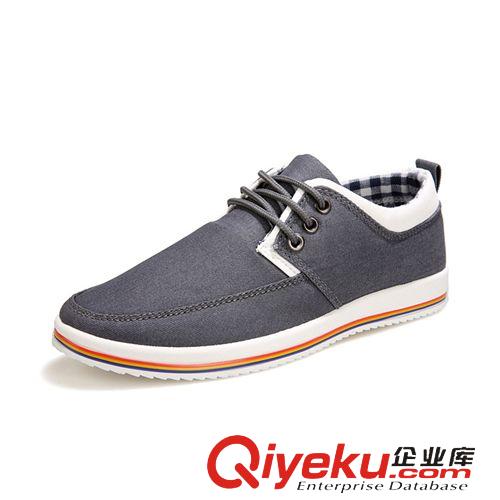 帆布鞋 廠家批發(fā)男士休閑帆布鞋韓版時(shí)尚學(xué)生帆布鞋時(shí)尚低幫系帶帆布鞋男原始圖片3