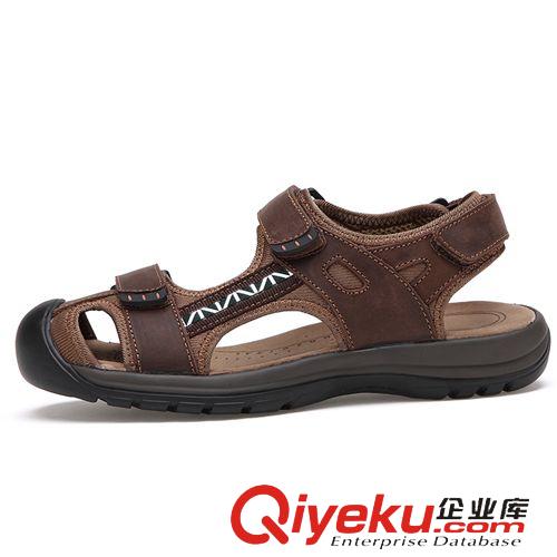 拖鞋 創(chuàng)渃新款男鞋磨砂層牛皮男涼鞋頭男式包頭涼鞋時(shí)尚沙灘鞋溯溪鞋原始圖片2