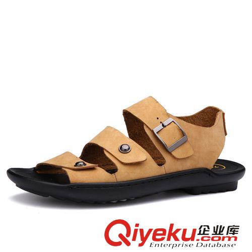50-80元 創(chuàng)渃夏季新款男士涼鞋時(shí)尚透氣沙灘鞋頭層牛皮日常休閑潮流涼拖鞋