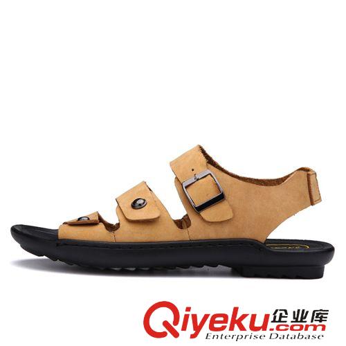 50-80元 創(chuàng)渃夏季新款男士涼鞋時(shí)尚透氣沙灘鞋頭層牛皮日常休閑潮流涼拖鞋原始圖片2