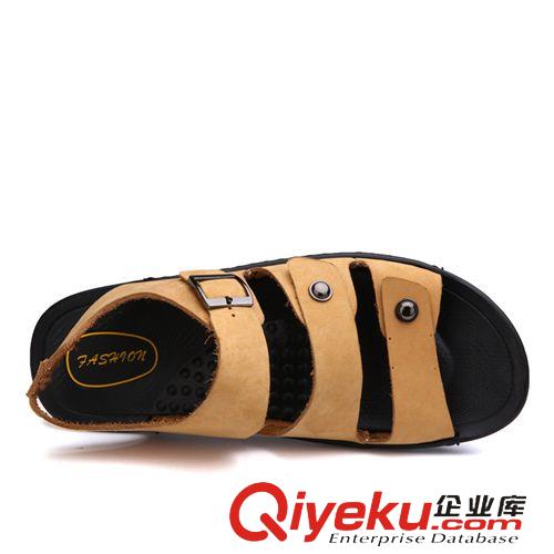50-80元 創(chuàng)渃夏季新款男士涼鞋時(shí)尚透氣沙灘鞋頭層牛皮日常休閑潮流涼拖鞋原始圖片3