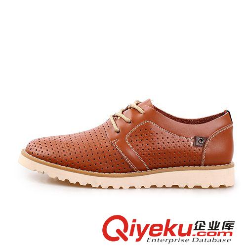 2015-4月新款 創(chuàng)渃夏季新款男鞋潮流百搭休閑鞋頭層牛皮鞋壓花鏤空透氣單鞋批發(fā)原始圖片2