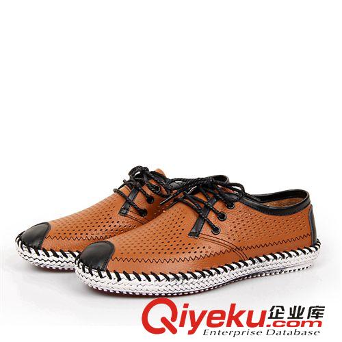 2015-4月新款 創(chuàng)渃夏季新款男鞋頭層皮手工縫線鞋透氣休閑鞋柔軟舒適百搭單鞋原始圖片3